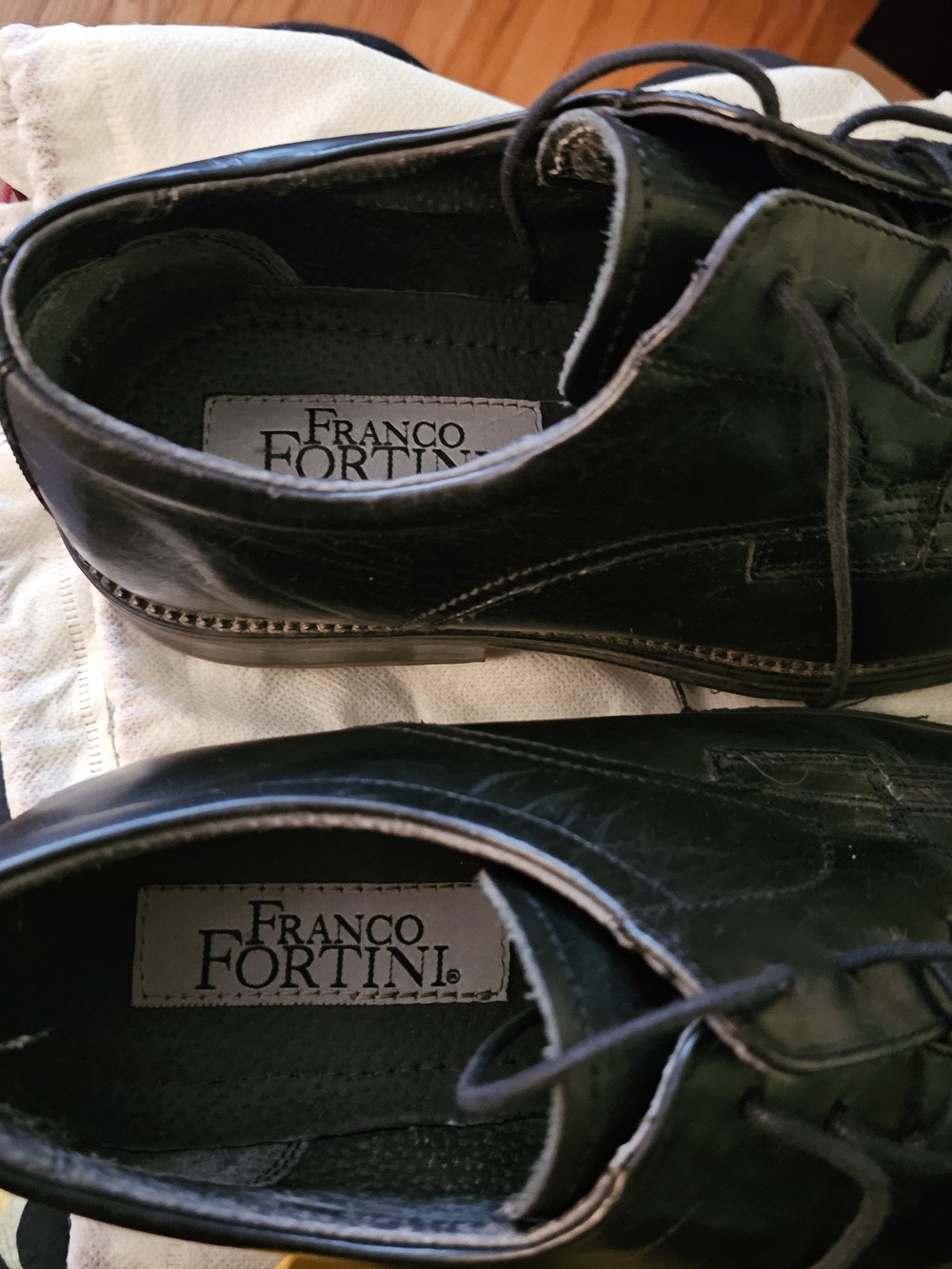 Franco Fortini Black Leather Lace-Up Dress Oxfords